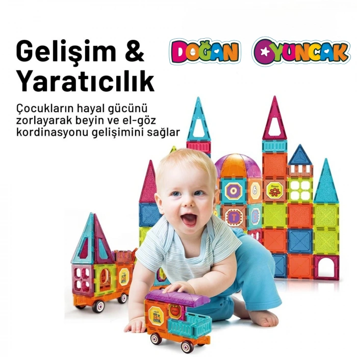Orijinal Magnetic Tiles 50 Parça Manyetik Lego - Magnetic Magical Magnet - Mıknatıslı Lego