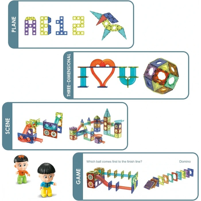 Orijinal Magnetic Tiles Light Version 75 Parça Işıklı Manyetik Lego - Magnetic Magical Işıklı Magnet - Ledli Mıknatıslı Lego