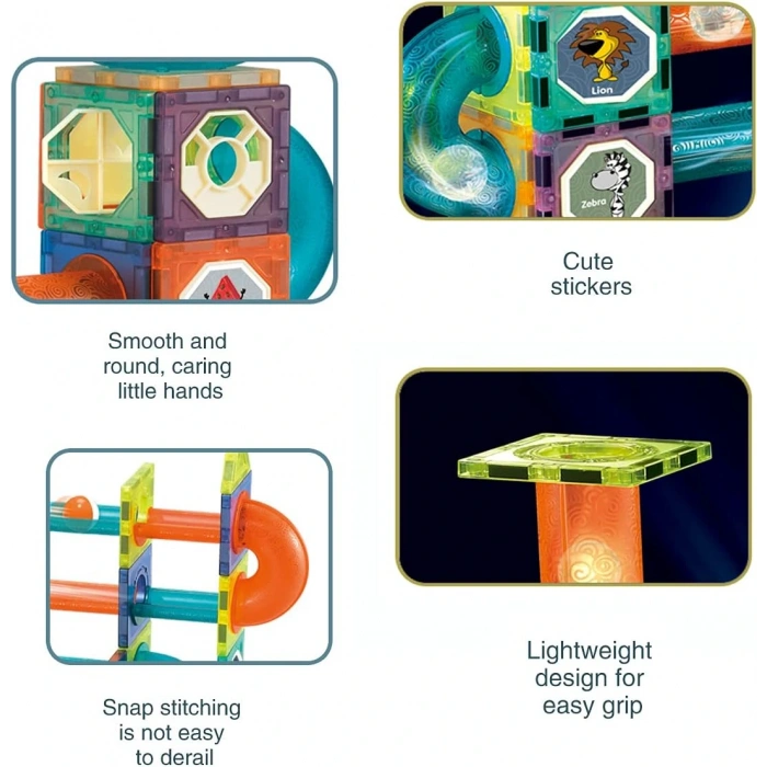 Orijinal Magnetic Tiles Light Version 75 Parça Işıklı Manyetik Lego - Magnetic Magical Işıklı Magnet - Ledli Mıknatıslı Lego