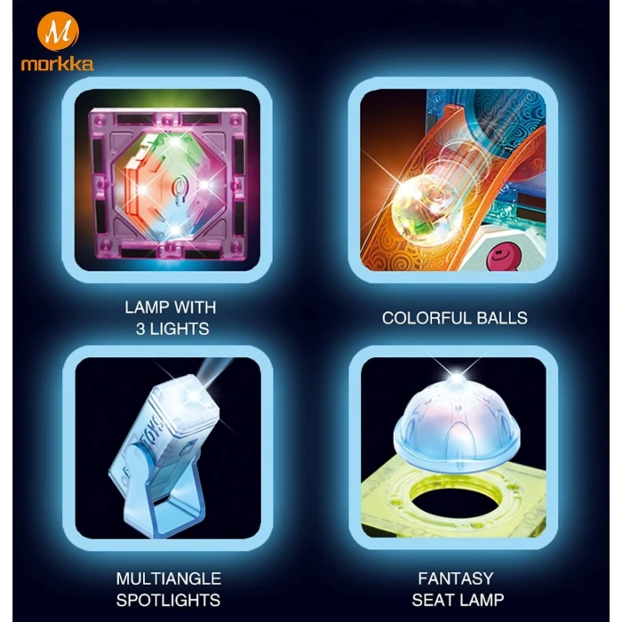 Orijinal Magnetic Tiles Light Version 75 Parça Işıklı Manyetik Lego - Magnetic Magical Işıklı Magnet - Ledli Mıknatıslı Lego