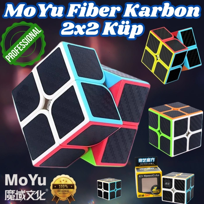 Orijinal MoYu Fiber Karbon 2x2 Küp - Moyu Speed Cube - Moyu Fiber Karbon 2x2 Zeka Küpü - Zeka Küpü - Rubik Küp