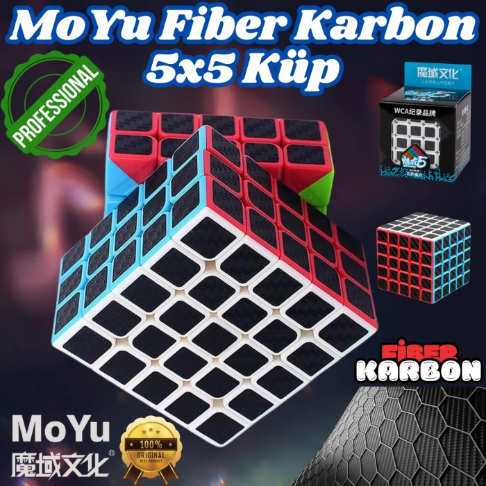 Orijinal MoYu Fiber Karbon 5x5 Küp - Moyu Speed Cube - Moyu Fiber Karbon 5x5 Zeka Küpü - Zeka Küpü - Rubik Küp