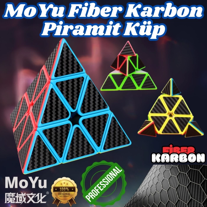 Orijinal MoYu Fiber Karbon Piramit Küp - Moyu Speed Cube - Moyu Fiber Karbon Piramit Zeka Küpü - Zeka Küpü - Rubik Küp