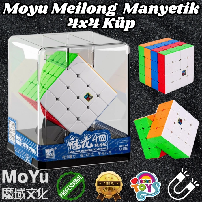 Orijinal MoYu Meilong 4x4 Manyetik Küp Kutulu - Moyu Speed Cube - Moyu 4x4 Zeka Küpü - Zeka Küpü - Magnetic Cube