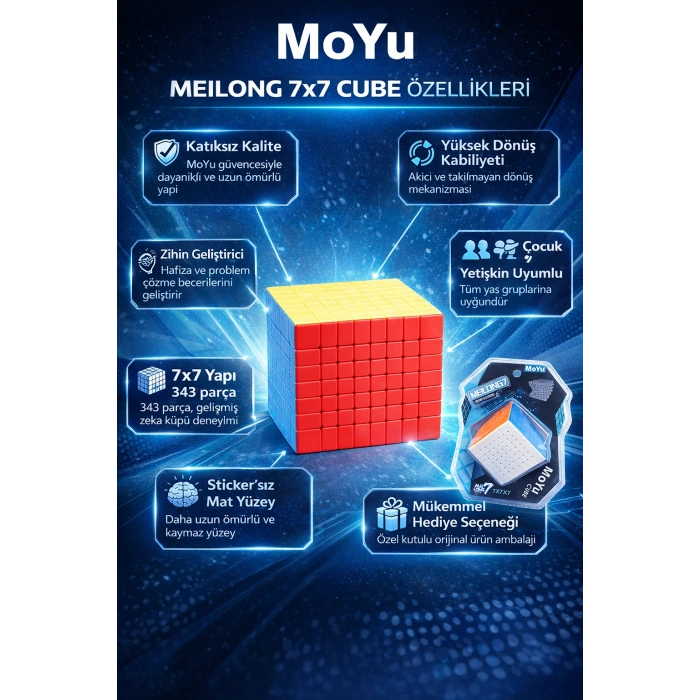 Orijinal MoYu Meilong 7x7 Küp - Moyu Speed Cube - Moyu 7x7 Zeka Küpü - Zeka Küpü - Rubik Küp