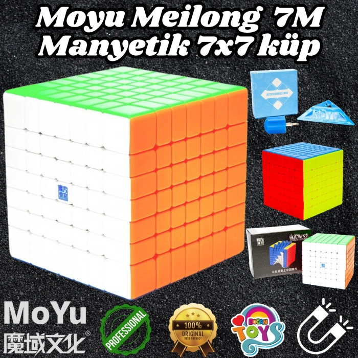 Orijinal MoYu Meilong 7x7 Manyetik Küp 7M - Moyu Speed Cube - Moyu 7x7 Zeka Küpü - Zeka Küpü - Magnetic Cube