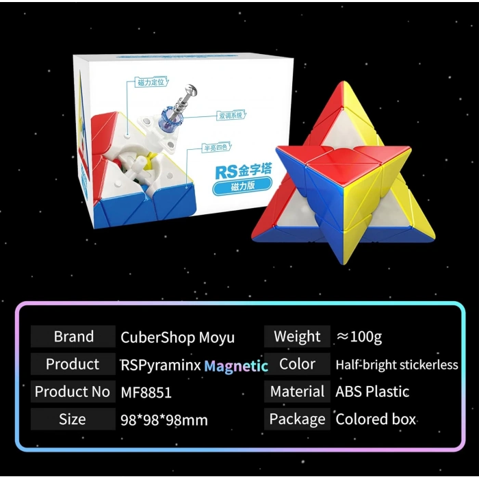 Orijinal MoYu Piramit RS Manyetik Çift Modülasyon Küp - Moyu Speed Cube - Moyu RS Piramit Zeka Küpü - Zeka Küpü - Magnetic Cube