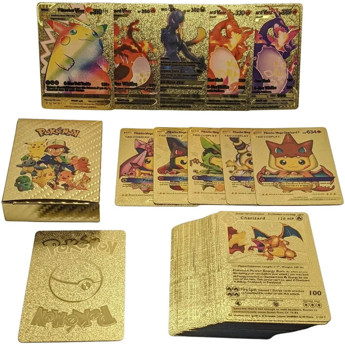 Orijinal Pokemon Kart Gold Serisi 110lu Paket - Pokemon Oyun Kartları - Pikachu Koleksiyonluk Kartı