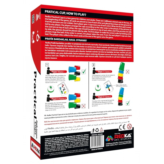 Orijinal Pratik Bardaklar Oyunu - Akıl ve Zeka Oyunu - Hızlı Bardaklar Oyunu - Redka Pratik Bardaklar Oyunu - Strateji Oyunu