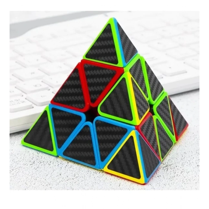 Orijinal QY Fiber Karbon Piramit Speed Küp - QiYi Piramit Küp - Akıl Küpü - Orjinal QY Speed Küp - Zeka Küpü