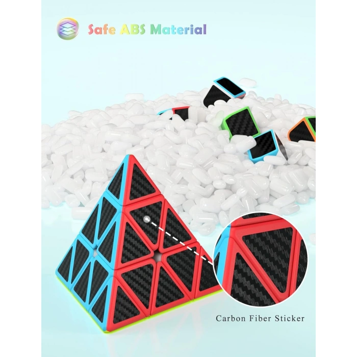 Orijinal QY Fiber Karbon Piramit Speed Küp - QiYi Piramit Küp - Akıl Küpü - Orjinal QY Speed Küp - Zeka Küpü