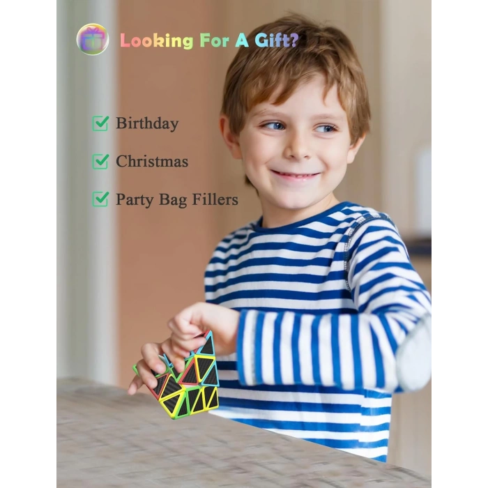 Orijinal QY Fiber Karbon Piramit Speed Küp - QiYi Piramit Küp - Akıl Küpü - Orjinal QY Speed Küp - Zeka Küpü