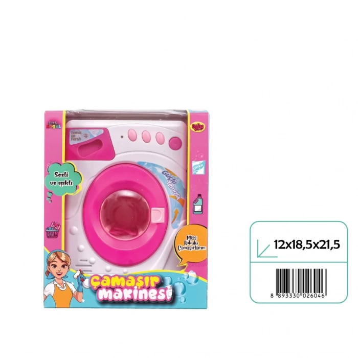 Orta Pilli Neşeli Çamaşır Makinesi - Pilli Oyuncak Çamaşır Makinesi - Çamaşır Makinesi Oyuncak - Işıklı Sesli Makine