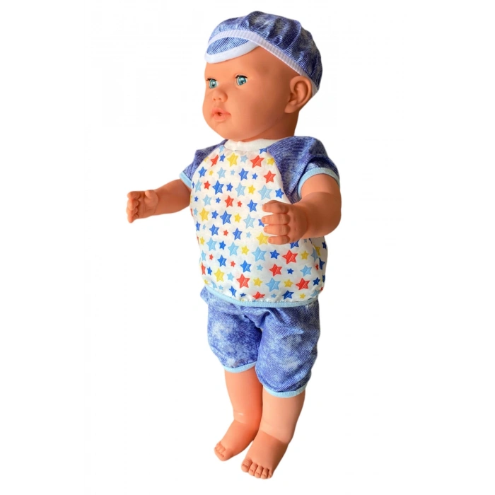 Oynar Gözlü Türkçe Konuşan Berke Kel Et Bebek 60 Cm. - Konuşabilen Bebek - Kel Büyük Bebek