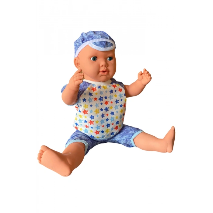 Oynar Gözlü Türkçe Konuşan Berke Kel Et Bebek 60 Cm. - Konuşabilen Bebek - Kel Büyük Bebek