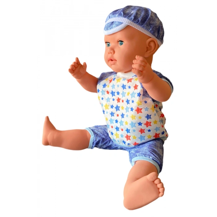 Oynar Gözlü Türkçe Konuşan Berke Kel Et Bebek 60 Cm. - Konuşabilen Bebek - Kel Büyük Bebek