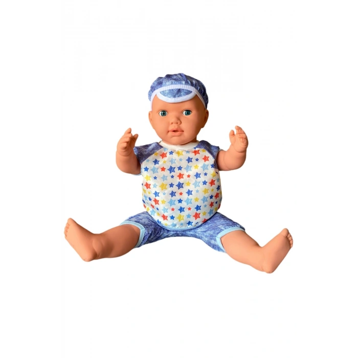 Oynar Gözlü Türkçe Konuşan Berke Kel Et Bebek 60 Cm. - Konuşabilen Bebek - Kel Büyük Bebek