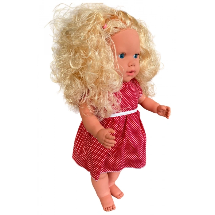Oynar Gözlü Türkçe Konuşan Nazlı Saçlı Et Bebek 60 Cm. - Konuşabilen Bebek - Saçlı Büyük Bebek