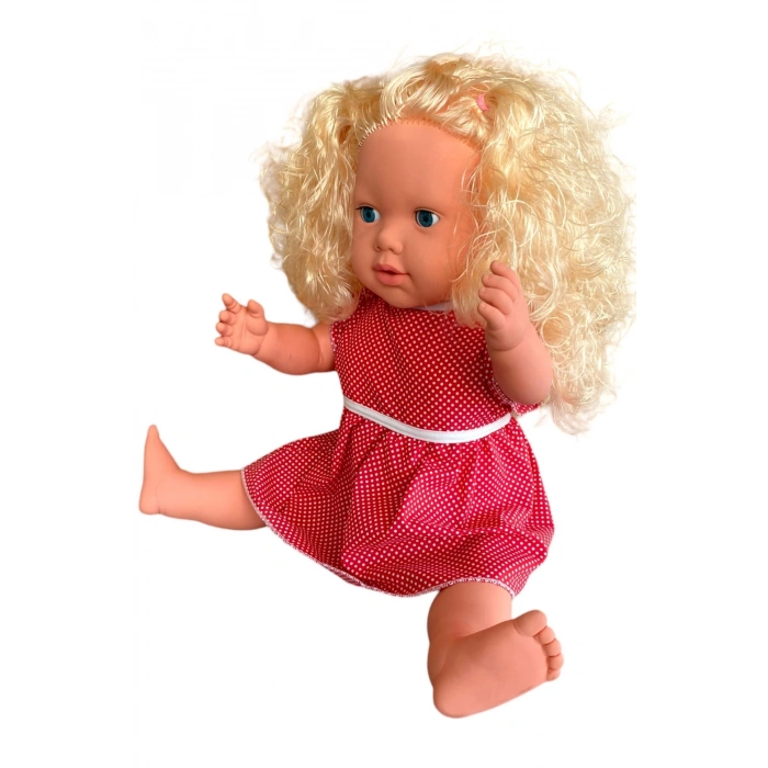 Oynar Gözlü Türkçe Konuşan Nazlı Saçlı Et Bebek 60 Cm. - Konuşabilen Bebek - Saçlı Büyük Bebek