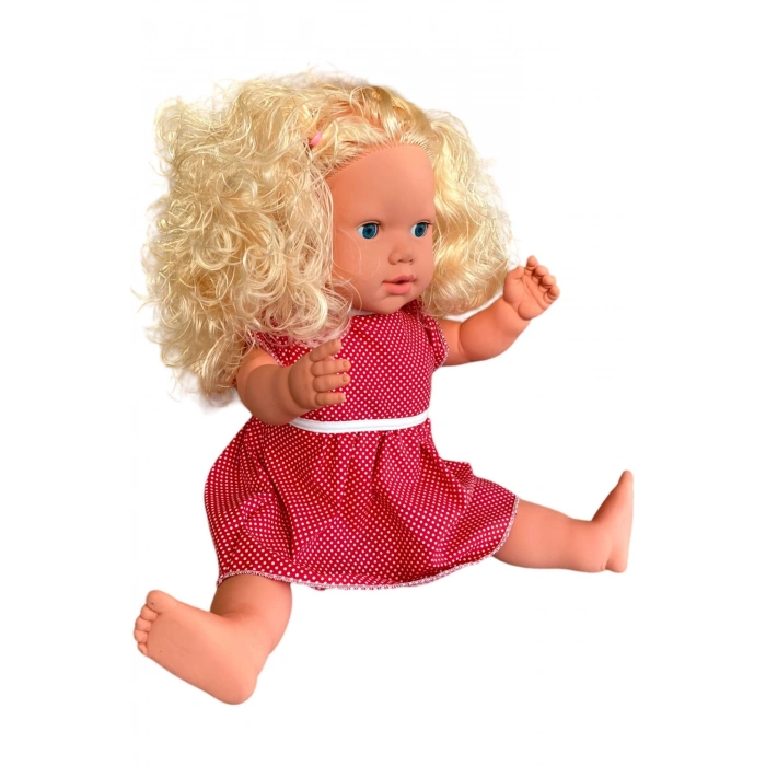 Oynar Gözlü Türkçe Konuşan Nazlı Saçlı Et Bebek 60 Cm. - Konuşabilen Bebek - Saçlı Büyük Bebek