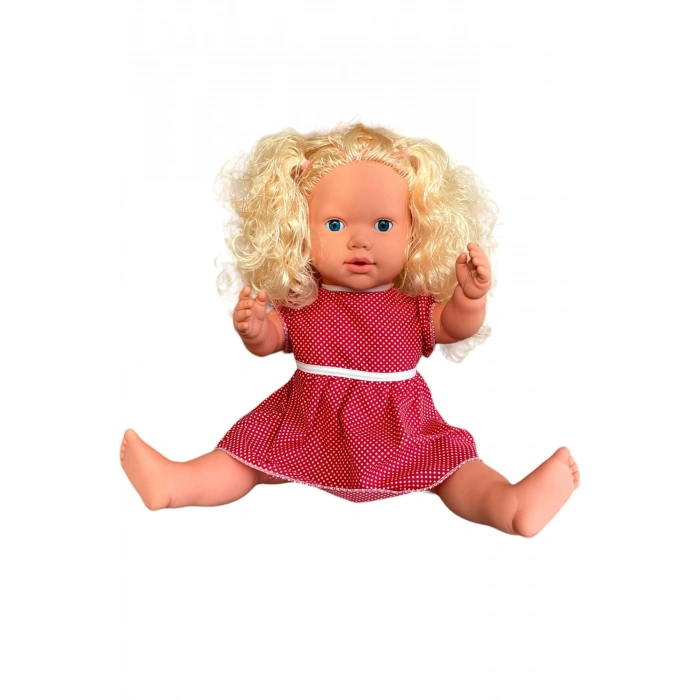 Oynar Gözlü Türkçe Konuşan Nazlı Saçlı Et Bebek 60 Cm. - Konuşabilen Bebek - Saçlı Büyük Bebek
