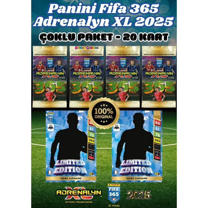 Panini FIFA 365 Adrenalyn XL 2025 Lüx Çoklu Paket - Futbolcu Kartları - Trading Oyuncu Kartı - Fifa