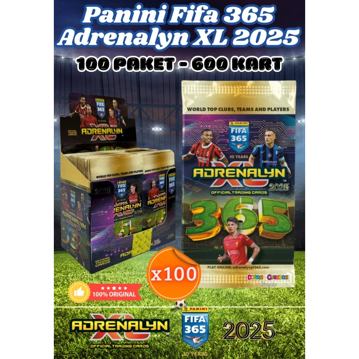 Panini FIFA 365 Adrenalyn XL 2025 Oyuncu Kartı - Futbolcu Kartları - Trading Oyuncu Kartı - 100 Paket