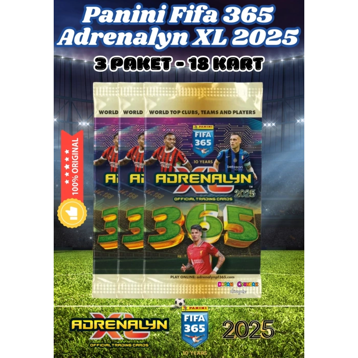 Panini FIFA 365 Adrenalyn XL 2025 Oyuncu Kartı - Futbolcu Kartları - Trading Oyuncu Kartı - 3 Paket