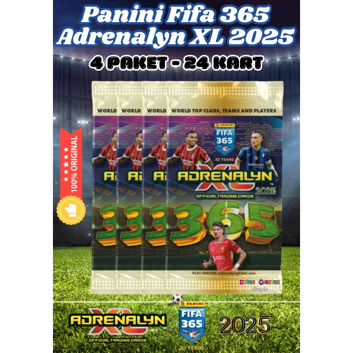Panini FIFA 365 Adrenalyn XL 2025 Oyuncu Kartı - Futbolcu Kartları - Trading Oyuncu Kartı - 4 Paket