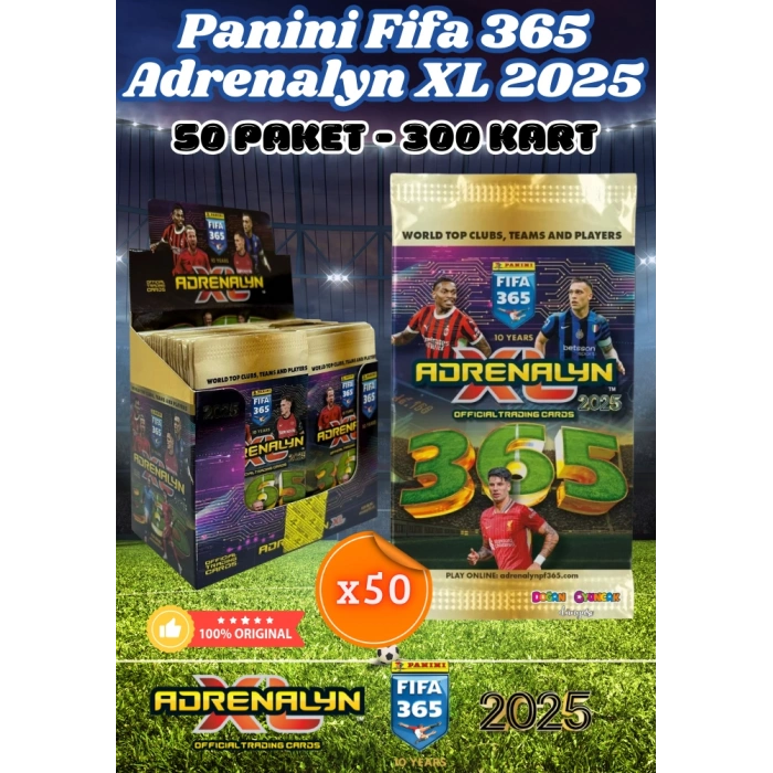 Panini FIFA 365 Adrenalyn XL 2025 Oyuncu Kartı - Futbolcu Kartları - Trading Oyuncu Kartı - 50 Paket