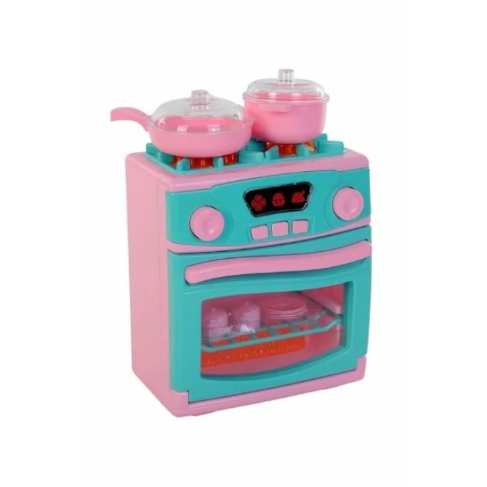 Pilli Ocaklı Fırın Seti - Pilli Oyuncak Fırın - Fırın Seti Oyuncak - Işıklı Sesli Fırın - Davlumbaz Fırın - Mikrodalga Oyuncak
