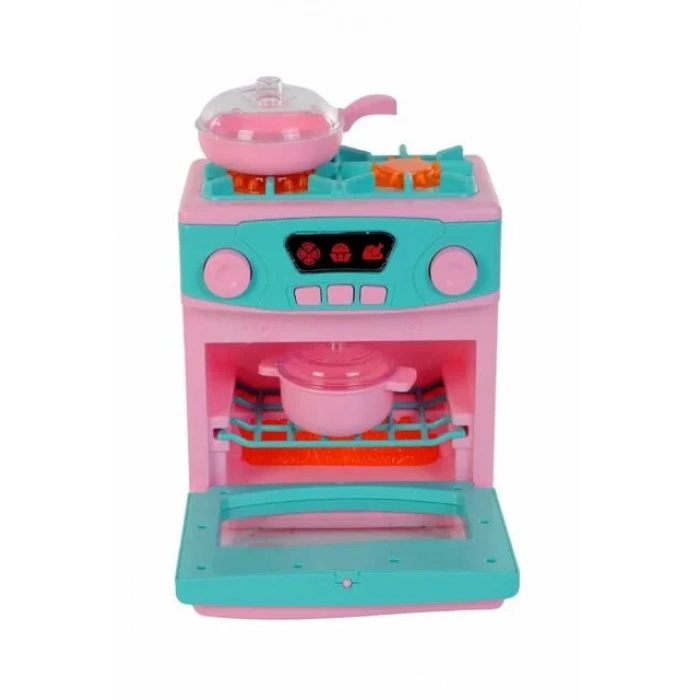 Pilli Ocaklı Fırın Seti - Pilli Oyuncak Fırın - Fırın Seti Oyuncak - Işıklı Sesli Fırın - Davlumbaz Fırın - Mikrodalga Oyuncak