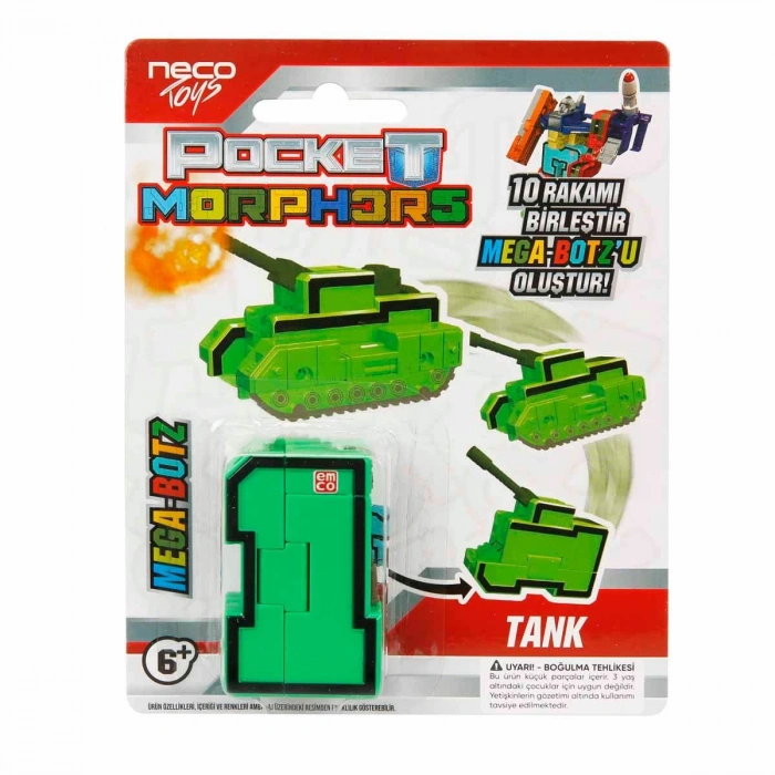 Pocket Morphers 1 Tank - Roboto Dönüşen Sayılar - 1 Numara Robot - Transformers - Robot Sayı