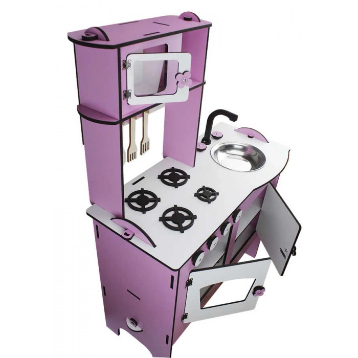 Pratik Lüx Hamarat Ahşap Mutfak - Ahşap Çocuk Mutfağı - Mutfak Seti - Kapaklı Mutfak