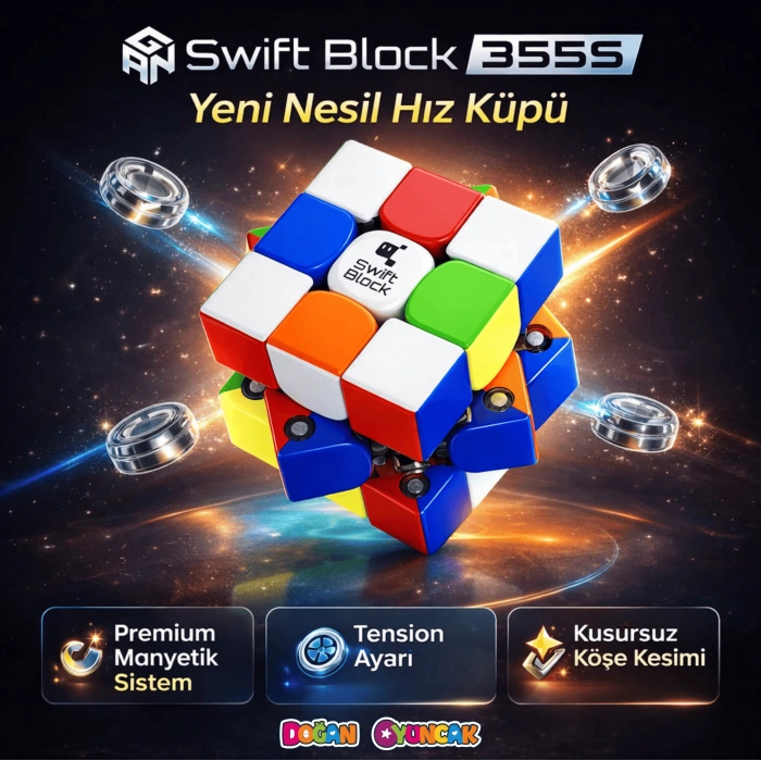 Profesyonel GAN Swift Block 355S Manyetik Küp - Swift Block 355S 3x3 Küp - Gan 3x3 Manyetik Küp