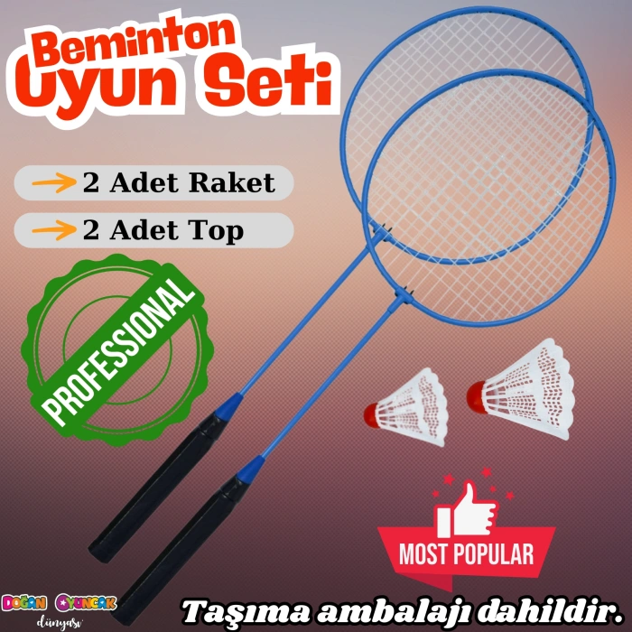 Lüx Badminton Raketi Seti - 2li Badminton Seti - Badminton Raket Seti - 2 Adet Badminton Raketi - Çocuk İçin Raket