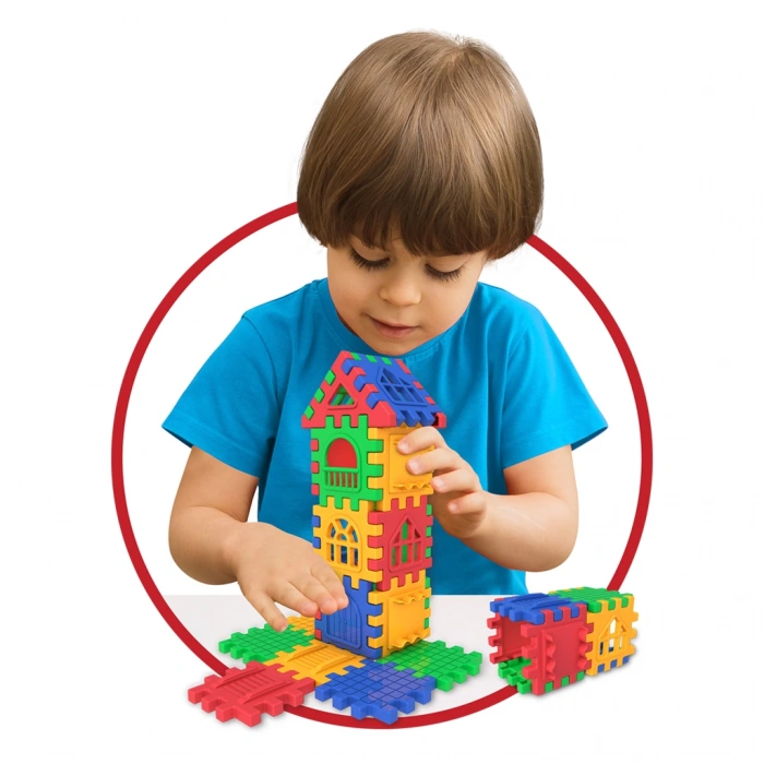 Puzzle City (64 Parça) - Lego Setleri - Ev Blokları - Şekilli Lego - Kare Bloklar