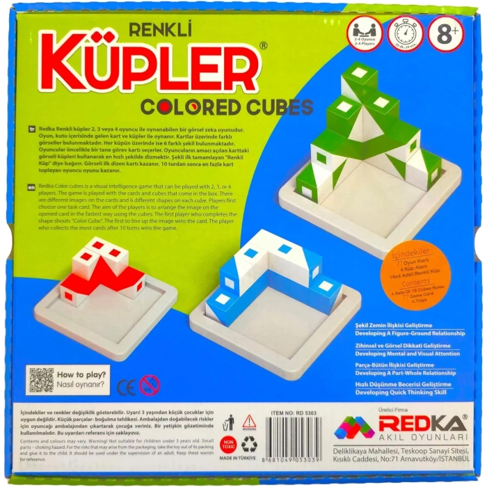 Qbitz Renkli Küpler Oyunu - Akıl ve Zeka Oyunu - Q-Bitz Oyunu - Redka Renkli Küpler Oyunu - Strateji Oyunu