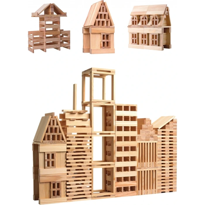 Red City Ahşap Bloklar - Ahşap Oyuncaklar - Ahşap Lego Oyunu - Redka Redcity - Ahşap Seti