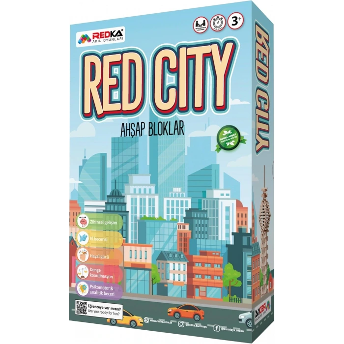 Red City Ahşap Bloklar - Ahşap Oyuncaklar - Ahşap Lego Oyunu - Redka Redcity - Ahşap Seti