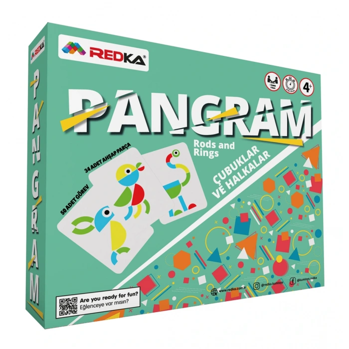 Redka Pangram Çubuklar ve Halkalar - Redka Tangram Oyunu - Akıl ve Zeka Oyunu - Görsel Zeka Oyunu