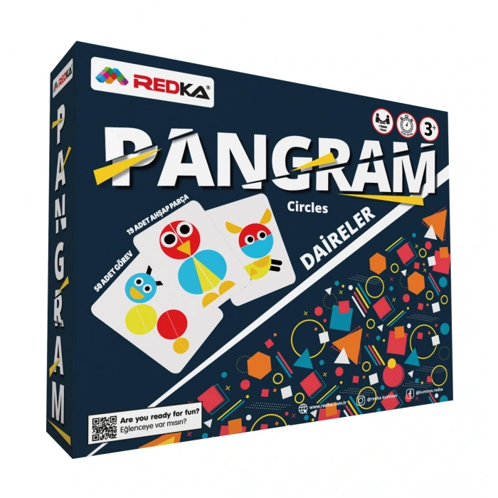 Redka Pangram Daireler - Redka Tangram Oyunu - Akıl ve Zeka Oyunu - Görsel Zeka Oyunu