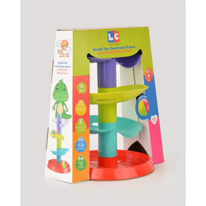 Renkli Top Yuvarlama Kulesi - Merdiven Oyunu - Kırılmaz Oyuncak - Kırılmaz Bebek Oyuncak - Top Döndürme Oyunu