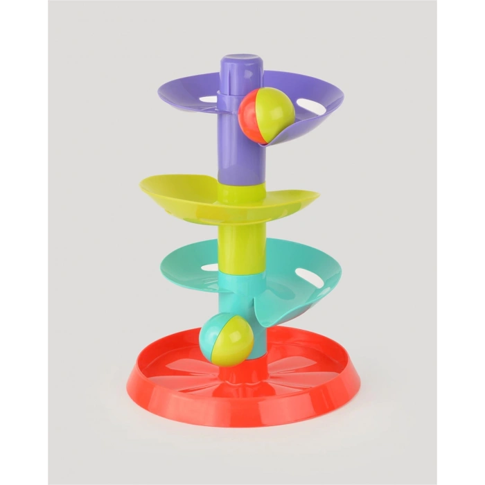 Renkli Top Yuvarlama Kulesi - Merdiven Oyunu - Kırılmaz Oyuncak - Kırılmaz Bebek Oyuncak - Top Döndürme Oyunu