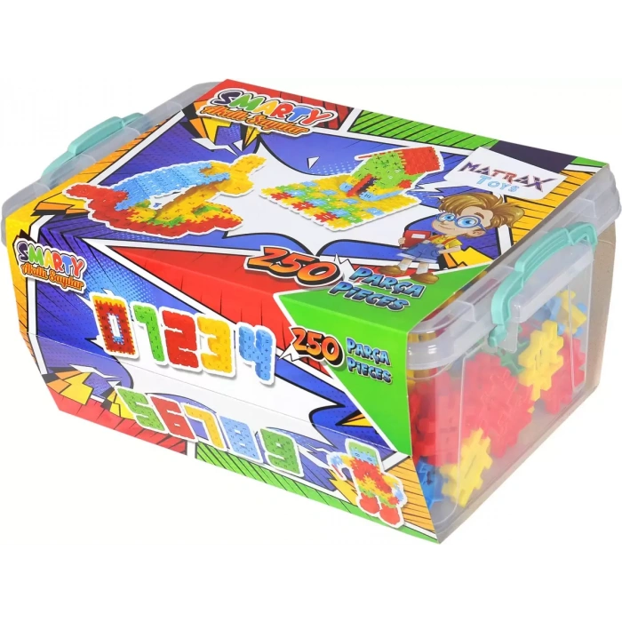 Smarty - Akıllı Sayılar Blok Oyunu 250 Parça - Oyuncak Lego Seti - Birbirine Geçmeli STEM Lego Seti - Eğitici Oyuncak