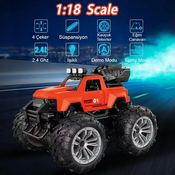 Smoke R/C Araba Kırmızı - Uzaktan Kumandalı Duman Atan Araba - Dumanlı Kumandalı Araba - Uzaktan Kumandalı Araba