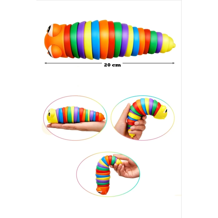 Söktak Eğlenceli Tırtıl Oyuncak - Stres ve Anksiyete Giderici Montessori Tırtıl Oyuncağı - Renkli Tırtıl