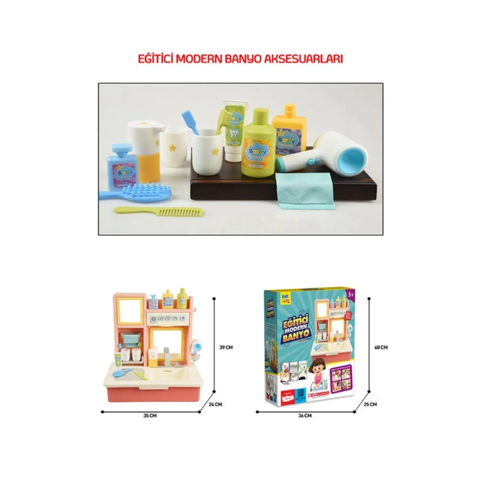 Su Akıtan Modern Banyo Seti - Çeşmeli Işıklı ve Sesli Lavabo - Banyo Seti - Su Akan Musluk - Pembe