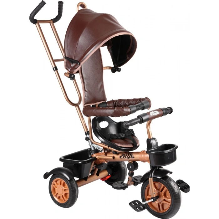 Sweet Gold Arkadan Tutacaklı Bisiklet Kahverengi - Üç Tekerli İtmeli Bisiklet - Ebeveyn Kontröllü Bisiklet Bebek Bisikleti