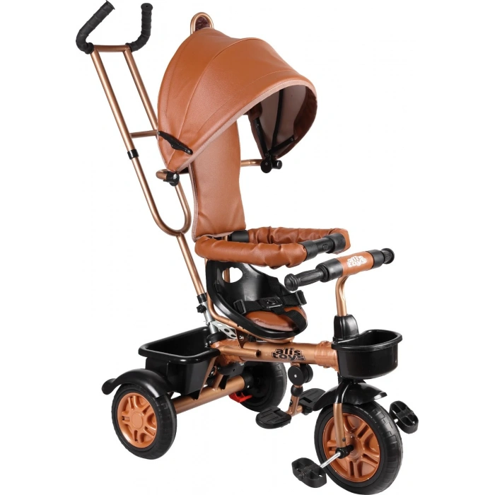 Sweet Gold Arkadan Tutacaklı Bisiklet Krem - Üç Tekerli İtmeli Bisiklet - Ebeveyn Kontröllü Bisiklet Bebek Bisikleti